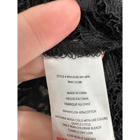 Jason Wu Top Womens Medium Black Lace Sheer Crop Long Sleeve Whimsigoth Romantic - Picture 3 of 7